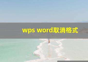 wps word取消格式